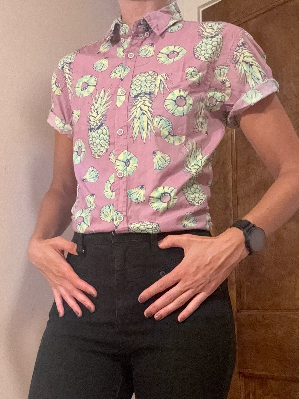 Five Points Slim Fit Short-Sleeve Pineapple Shirt - Lavender & Mint